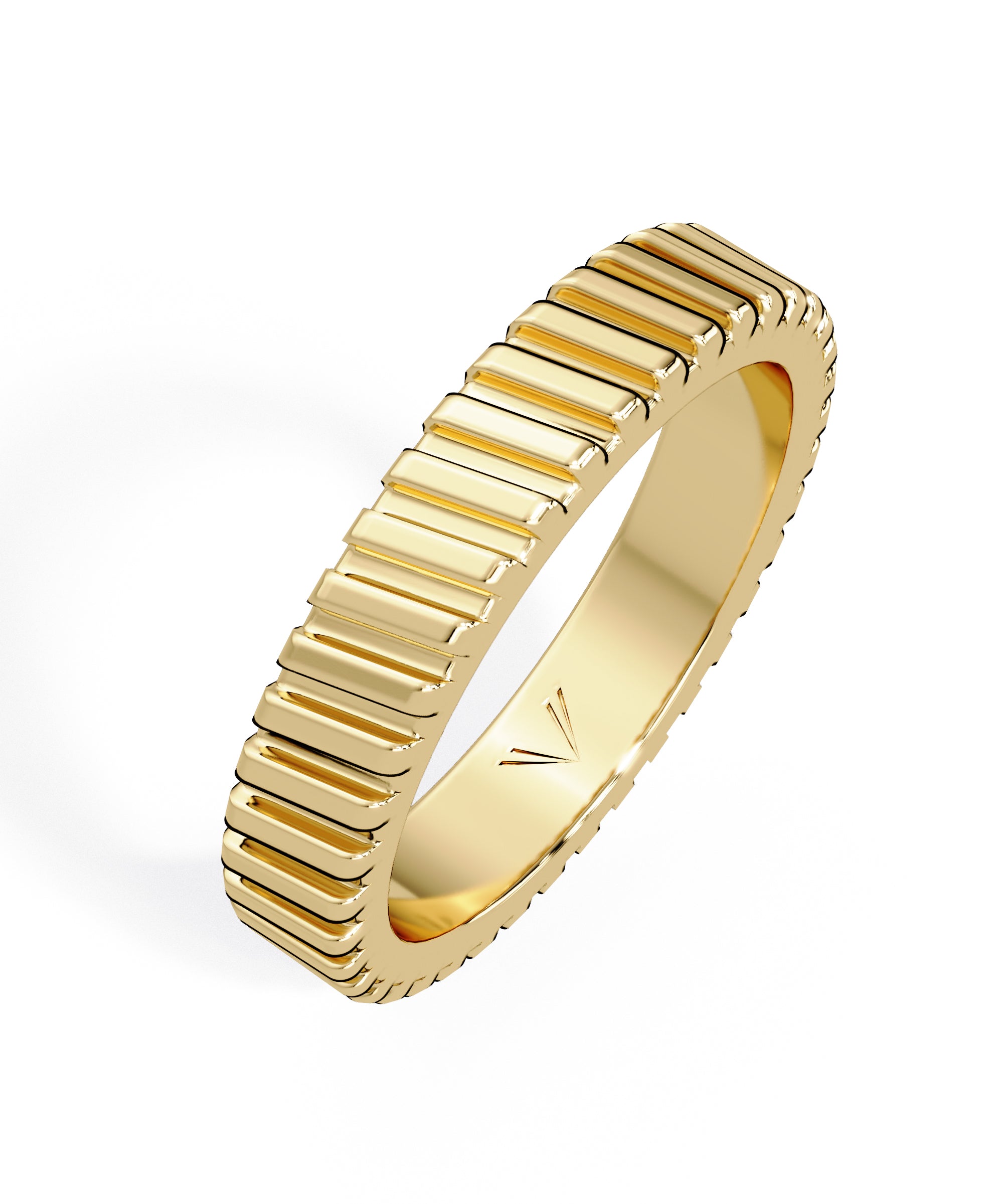 3.6mm Striped Band in 14k Yellow Gold