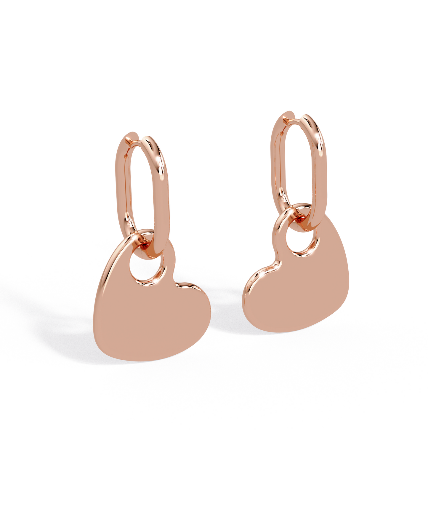 14k Rose Removable Heart Oval Hoop Drop Earring