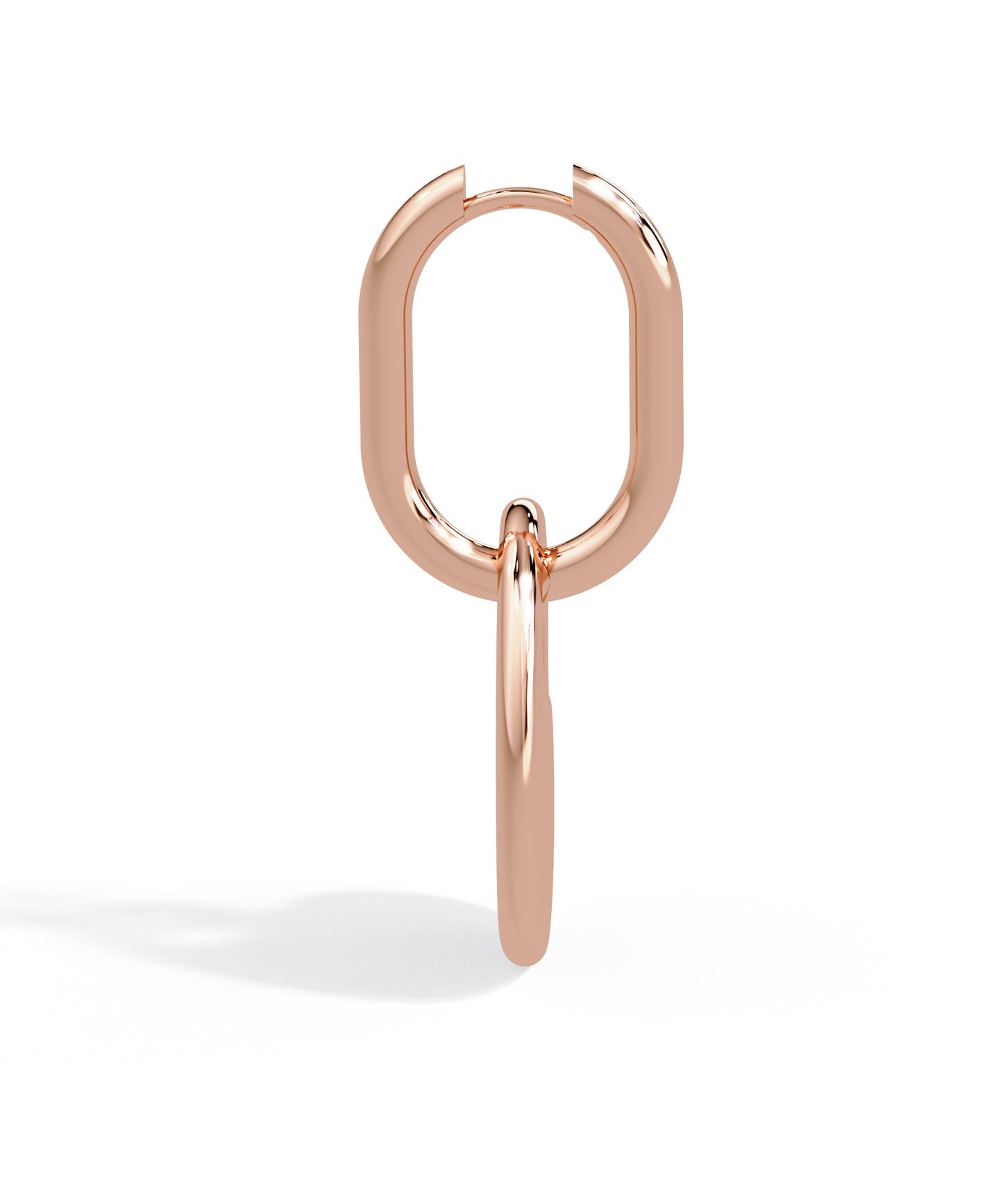 14k Rose Removable Heart Oval Hoop Drop Earring