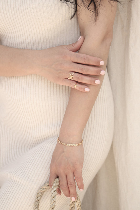 14k solid gold large butterfly ring