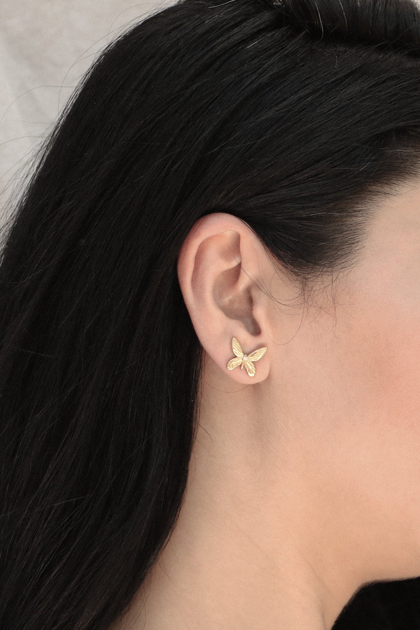 14k Gold Large Butterfly Studs