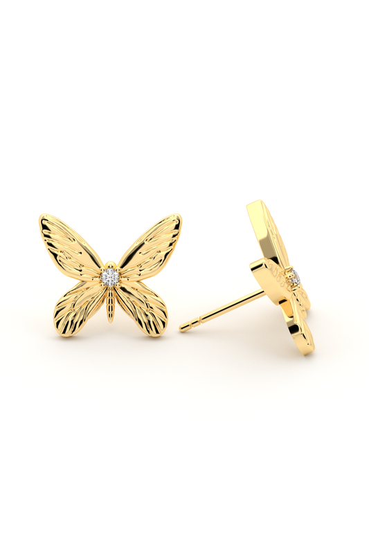 14k Gold Large Butterfly Studs