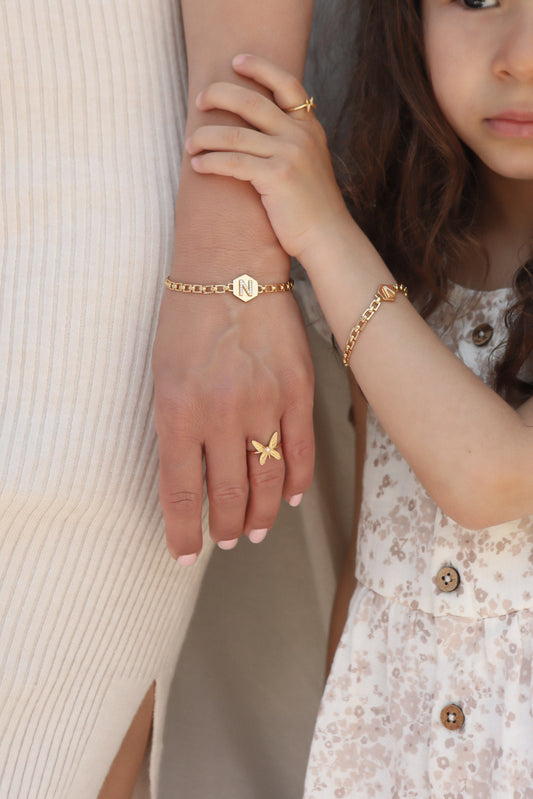 14K Yellow Gold Large Initial Chain Bracelet