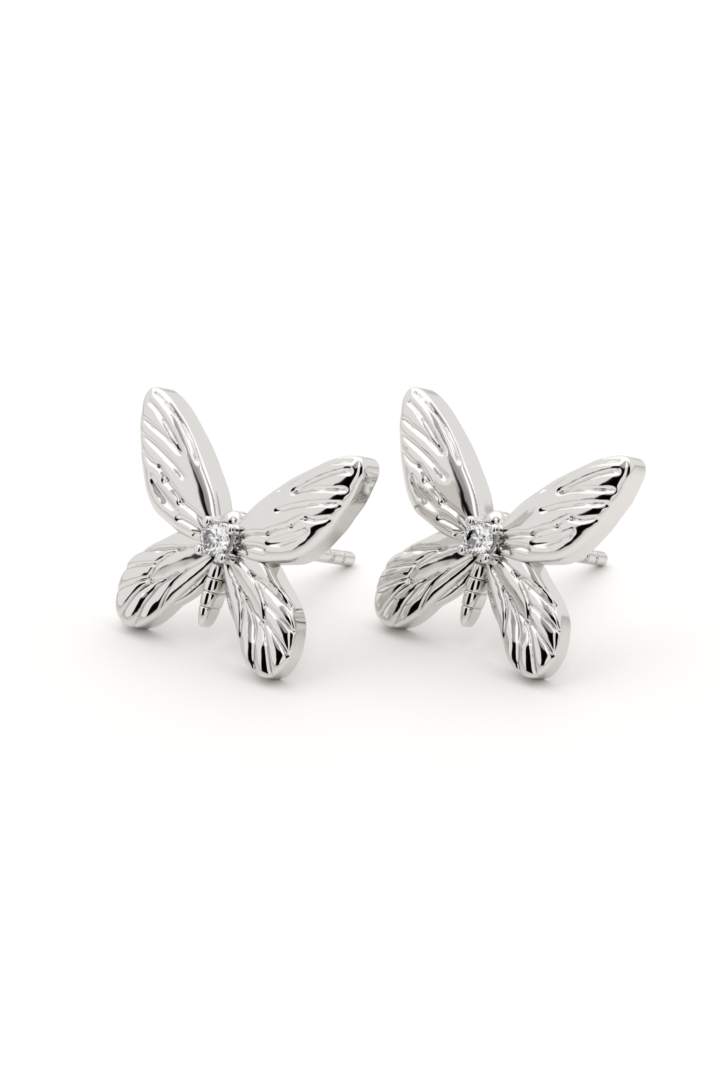 14k Gold Large Butterfly Studs