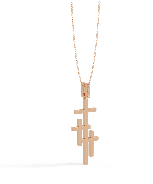 Unity Cross Necklace in 14k Rose Gold