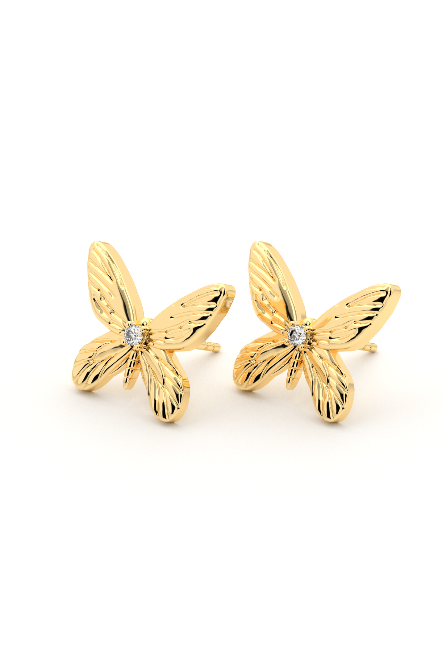 14k Gold Large Butterfly Studs