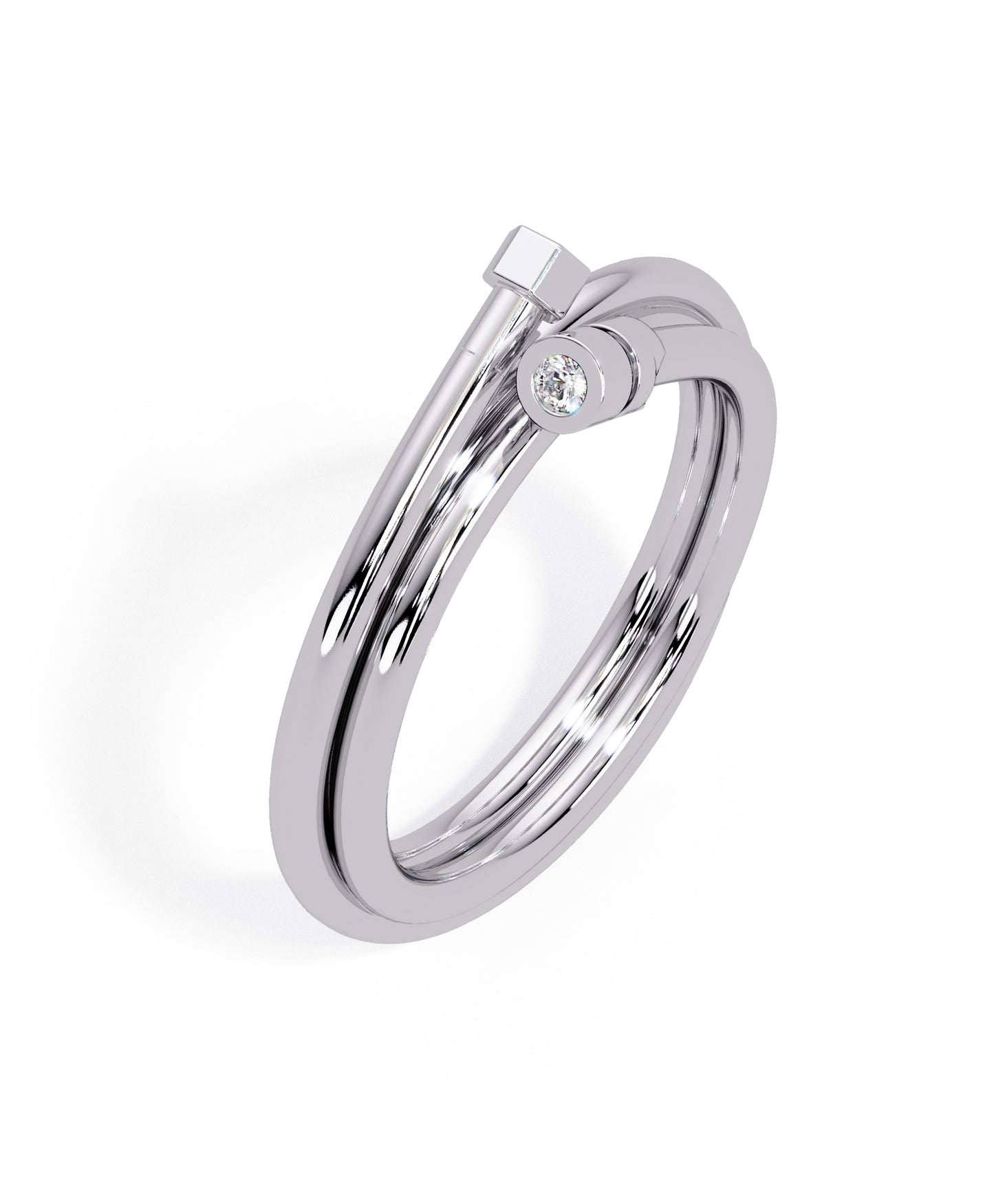 14K White Gold Hug Me Plain Signature Ring